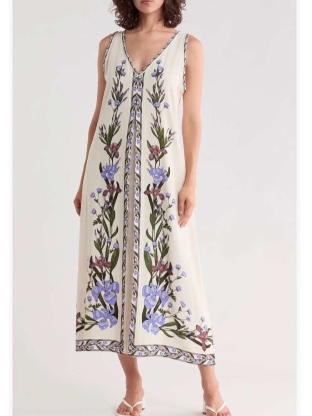 Max Studio Floral Border Print Sleeveless Maxi Dress